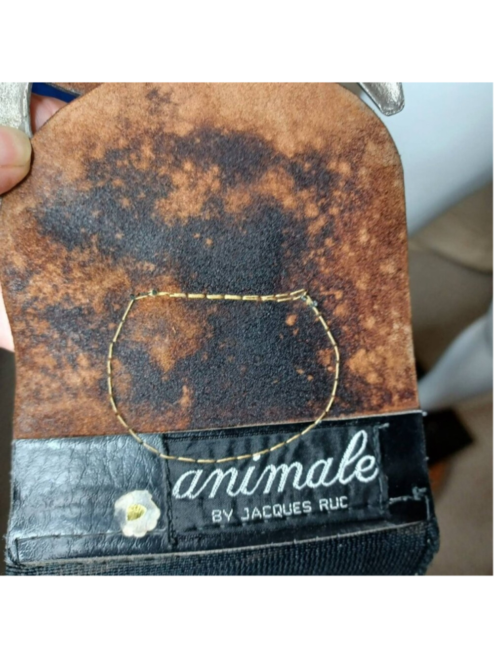 Animale by Jacques Ruc vintage Elastic, Leather and Metal Art Belt - Picture 3 of 4